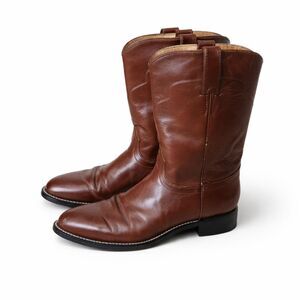 Tony Lama 7704 Vintage Western Cowboy Boots Mens 9B | Brown Leather Stitched